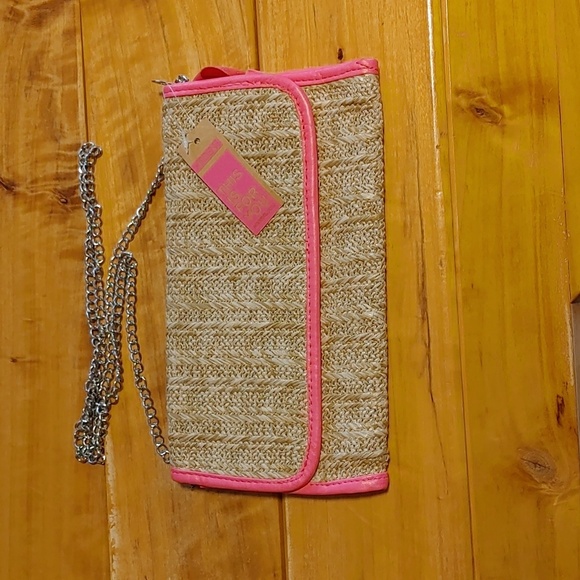 NWT Ardene Straw & Hot Pink Bag - Picture 2 of 11